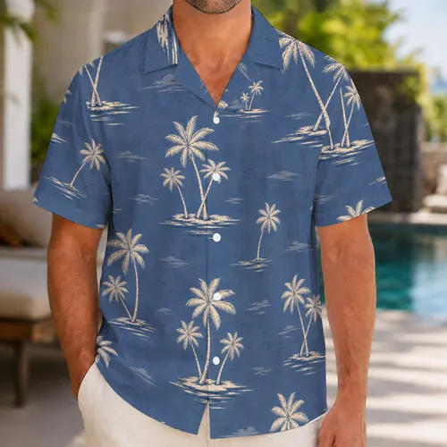 Ivory Coconut Palms for Coastal Vacation Style and Relaxed Resort Travel for Men Hawaiian Shirt