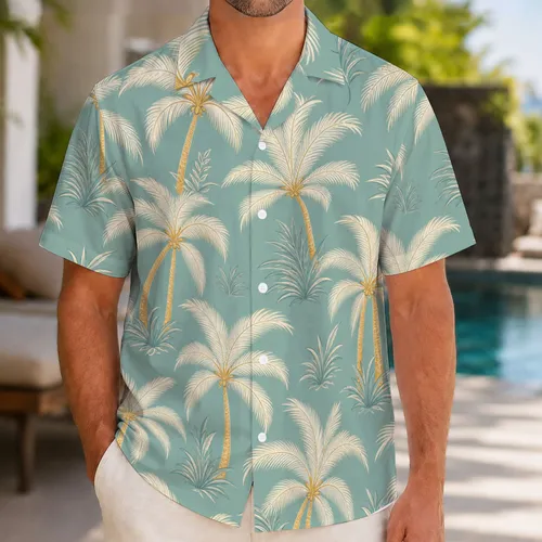 Vintage Coconut Palm Fronds For Coastal Resort Vacations And Beach Travel Outfits Hawaiian Shirt