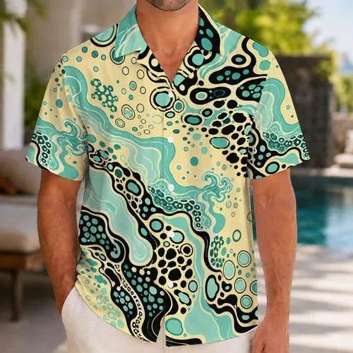 Retro Tropical Seafoam Bubble Motifs For Beach Vacations And Resort Getaways For Men Hawaiian Shirt