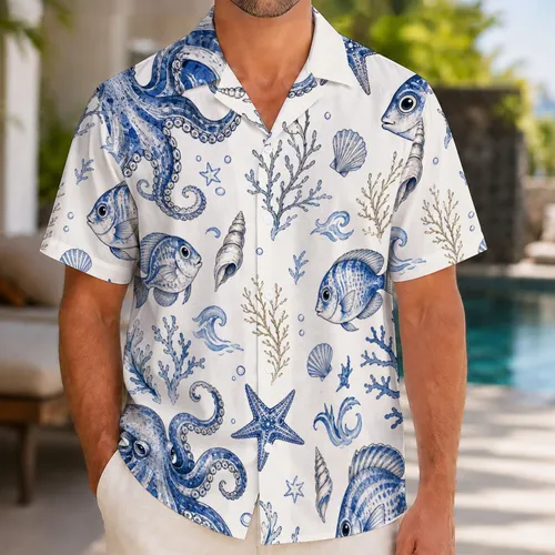 Vintage Marine Life Coastal Aloha For Beach Vacations, Cruises And Resort Getaways Hawaiian Shirt