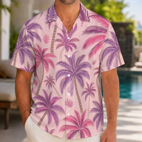Blush Pink Tropical Palm Trees For Retro Resort Vacations And Island Beach Escapes Hawaiian Shirt