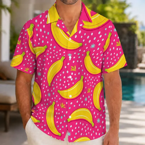 Yellow Banana Tropical Fruit Retro Vacation Beach Party Gift for Men and Women Fans Hawaiian Shirt