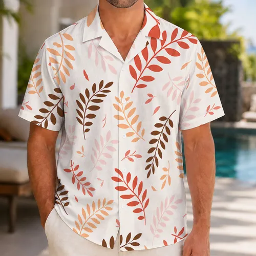 Tropical Botanical Leaf Motifs for Resort Travel, Beach Vacation, and Aloha Style Hawaiian Shirt