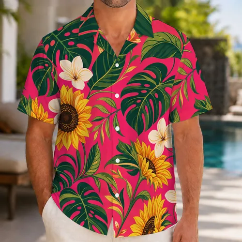 Tropical Sunflower And Monstera Floral For Beach Vacations And Resort Getaways Hawaiian Shirt