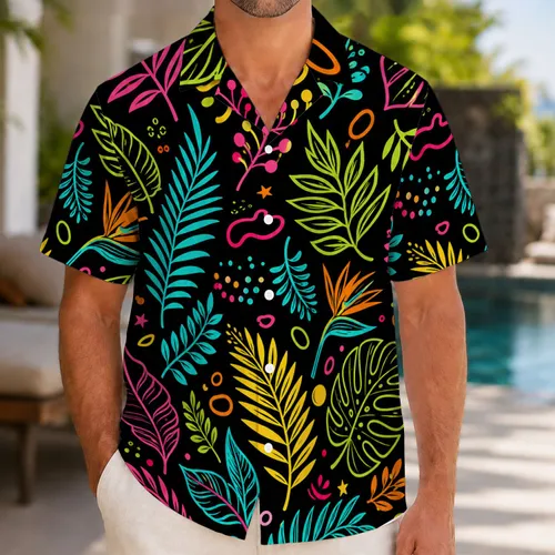Neon Tropical Botanical Foliage For Beach Parties, Resort Nights And Summer Festivals Hawaiian Shirt