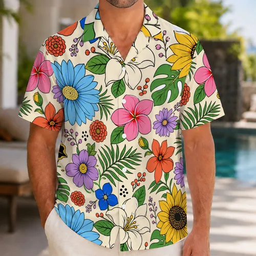 Retro Tropical Flowers And Monstera Blooms For Beach Vacations And Summer Parties Hawaiian Shirt