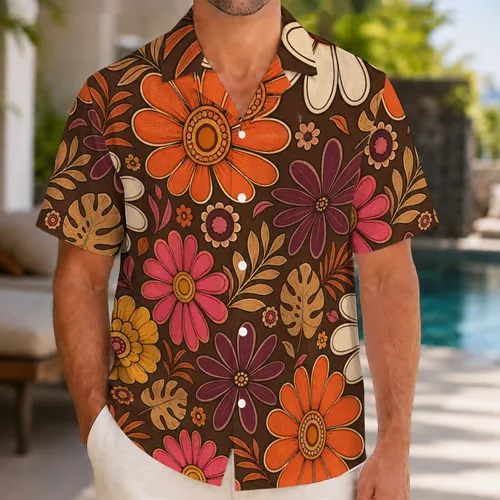 Retro Tropical Floral Garden For Beach Vacations, Resort Parties, And Summer Travel Hawaiian Shirt