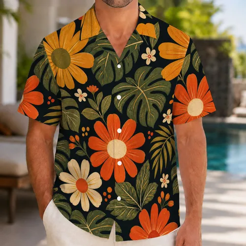 Retro Tropical Flowers And Monstera Leaves For Beach Vacation Resort Style Lovers Hawaiian Shirt