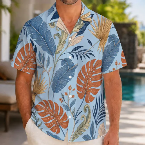 Vintage Tropical Monstera And Palm Leaves For Coastal Resort Vacations And Beach Days Hawaiian Shirt