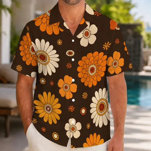 Retro 70s Floral Blooms For Disco Parties, Beach Vacations, And Resort Weekends For Men Hawaiian Shirt
