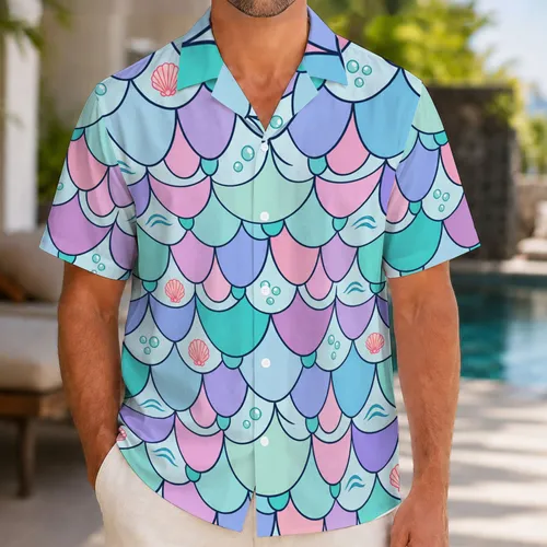 Pastel Tropical Fish Scales For Beach Vacations Poolside Resort Style And Summer Travel Hawaiian Shirt