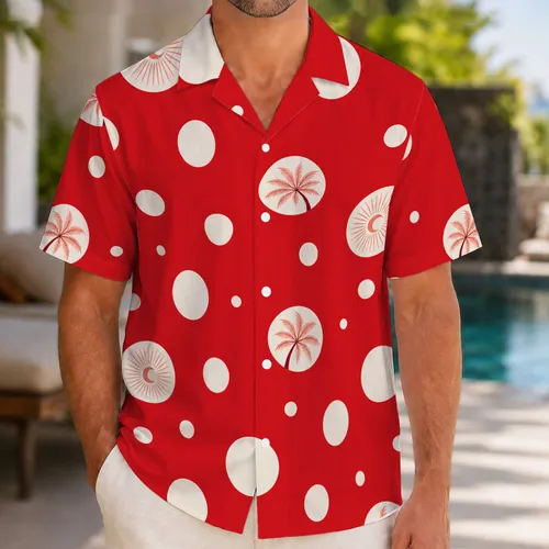 Cherry Red And Ivory Polka Dots For Retro Resort Parties And Summer Vacation Outfits Hawaiian Shirt