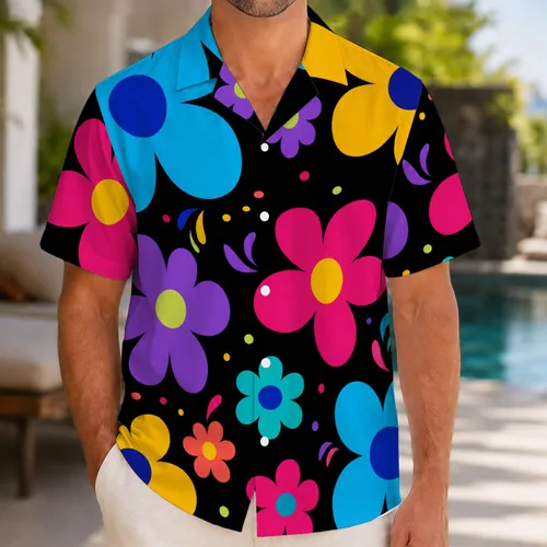 Colorful Mod Tropical Flowers for Beach Vacations, Pool Parties and Summer Getaways Hawaiian Shirt