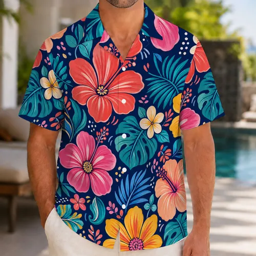 Tropical Floral Aloha Blooms For Beach Vacations Resort Wear And Fun Summer Parties Hawaiian Shirt