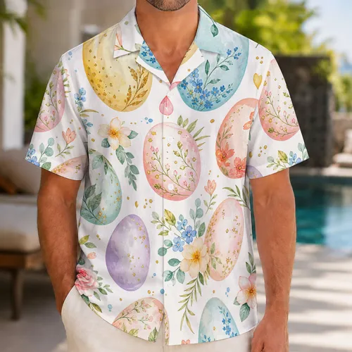 Pastel Easter Eggs And Tropical Florals For Spring Resort Easter Outings And Getaways Hawaiian Shirt
