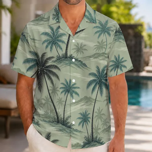 Vintage Tropical Palm Trees for Beach Vacations, Cruises and Resort Getaways for Men Hawaiian Shirt