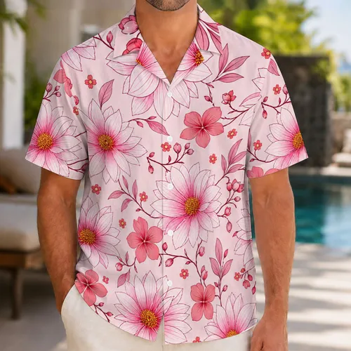 Blush Pink Tropical Daisy Florals For Relaxed Resort Vacations And Beach Parties Hawaiian Shirt