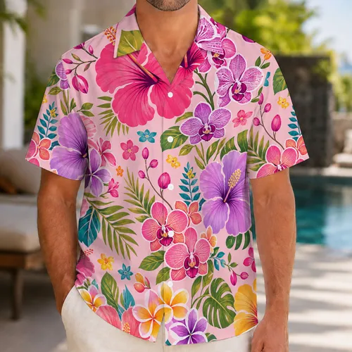 Tropical Hibiscus And Plumeria Florals For Resort Vacations And Summer Beach Days Hawaiian Shirt