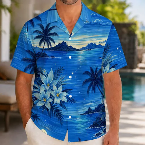 Moonlit Palm Ocean Florals For Beach Vacations And Island Resort Escapes For Men Hawaiian Shirt