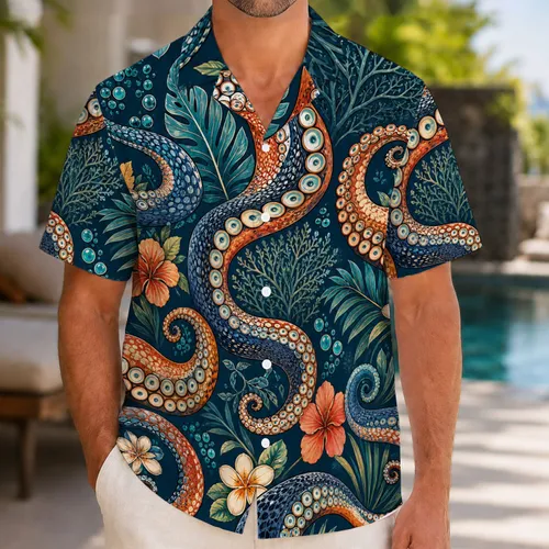 Underwater Octopus Tentacles For Tropical Resort Vacations And Coastal Travel Getaways Hawaiian Shirt