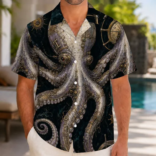 Steampunk Octopus Nautical Gear Motif for Festivals, Cruises, and Cosplay Enthusiasts Hawaiian Shirt