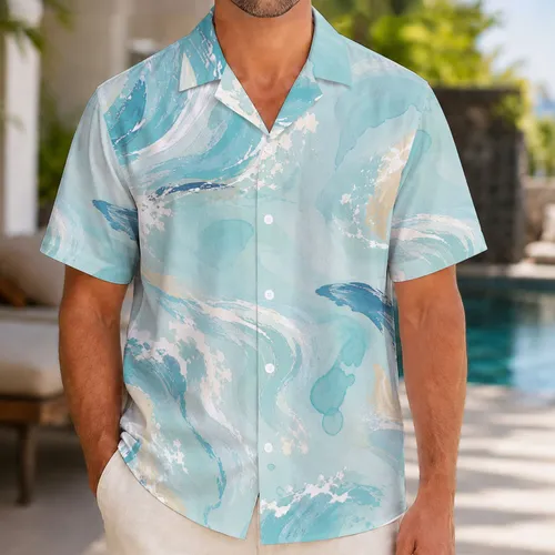 Abstract Ocean Wave Currents for Resort Vacations, Coastal Cruises, and Beach Travel Hawaiian Shirt
