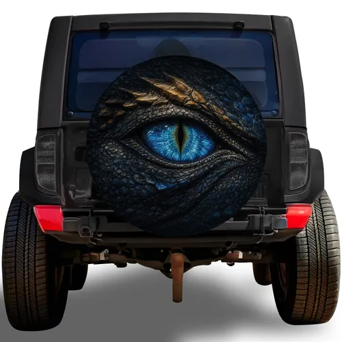 Arctic Blue Dragon Eye And Reptile Scales For Outdoor Off Road SUV Adventure Drivers Spare Tire Cover