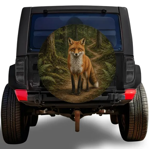 Red Fox In Mossy Woodland Forest For RV Camping And Outdoor Adventure Wildlife Lovers Spare Tire Cover