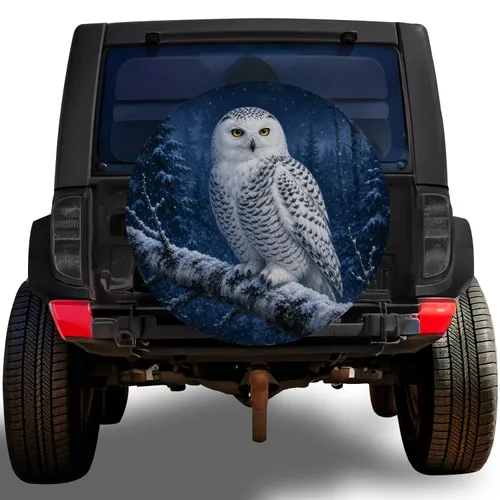 Snowy Owl Winter Woodland Scene For Outdoor Adventure SUVs And Wildlife Lover Gifts Spare Tire Cover