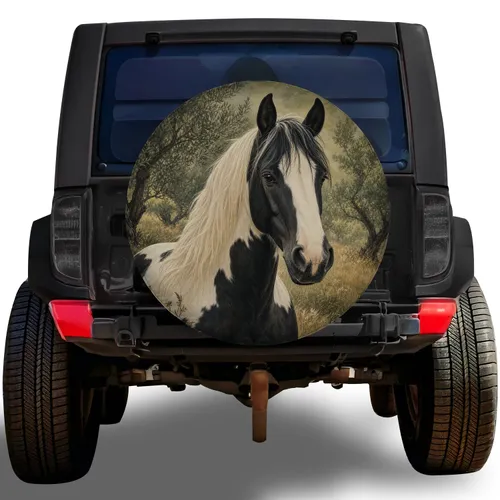 Pinto Horse Portrait For Western Jeep Adventures And Equestrian Trail Lovers Gifts Spare Tire Cover