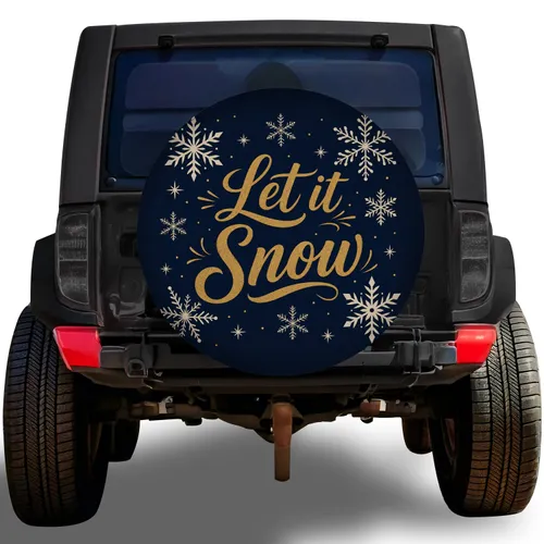 Let It Snow Navy And Gold Winter Typography For Holiday Road Trips Spare Tire Cover