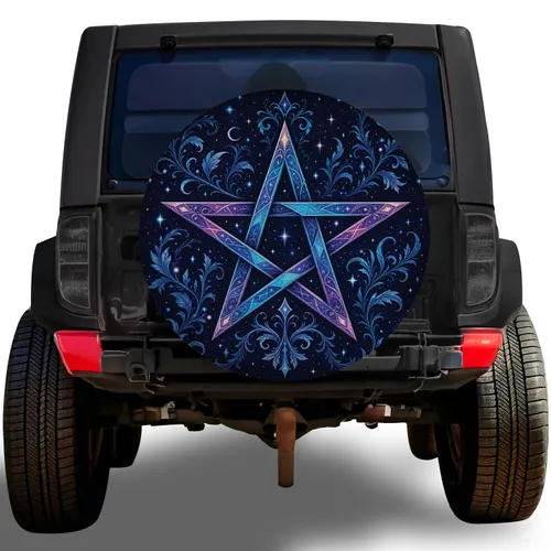 Mystical Celestial Pentagram For Gothic Off Road Adventures And Witchy Vehicle Style Spare Tire Cover