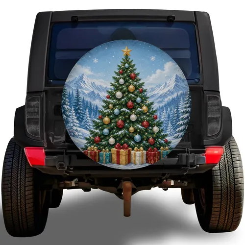 Christmas Tree Snowy Mountain Holiday Decor For Winter Road Trips And Outdoor Adventures Spare Tire Cover