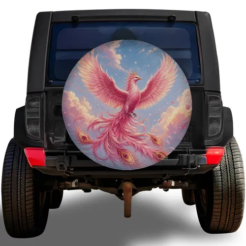 Pink Phoenix With Cloud Wings For Jeep Adventure Travel And Fantasy Wildlife Lovers Spare Tire Cover