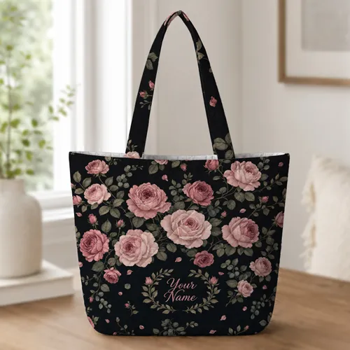 Blush Pink Rose Garden Florals For Bridesmaids, Wedding Gifts And Everyday Carry Quilted Tote Bag