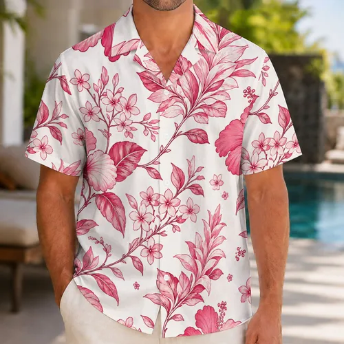 Raspberry Pink Hibiscus Floral Resort Wear For Beach Vacations And Summer Parties Hawaiian Shirt