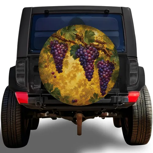 Botanical Vineyard Grapes For Rustic Winery Decor And Wine Lover Road Trip Adventures Spare Tire Cover