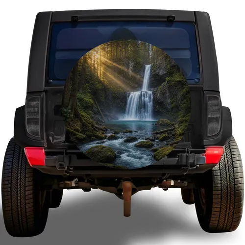 Forest Waterfall Gorge Scenery For Camper Travel, RV Adventures And Outdoor Escapes Spare Tire Cover