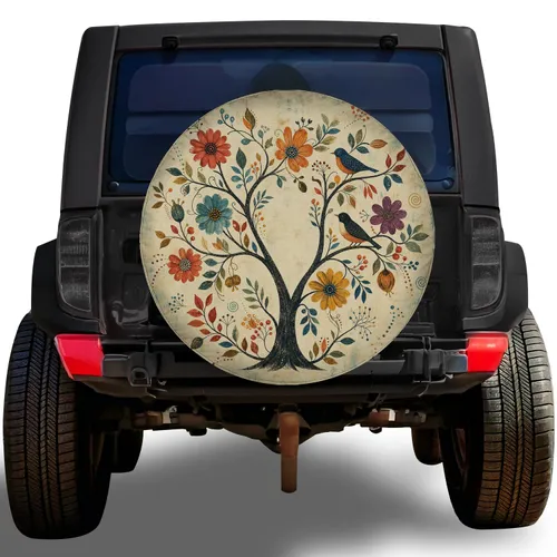 Boho Floral Tree With Songbirds For Garden Road Trips And Nature Loving Adventurers Spare Tire Cover