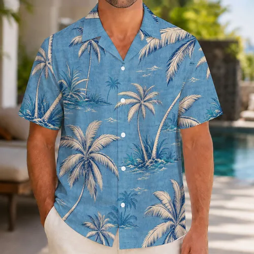 Vintage Coconut Palm Tropical Resort Vacation Style for Men Beach Travel and Island Wear Hawaiian Shirt