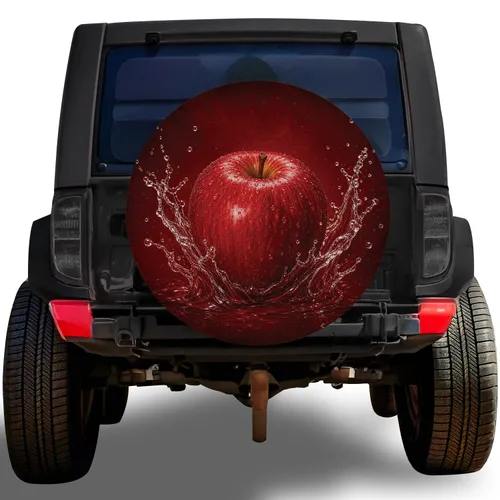 Glossy Red Apple Water Splash For Road Trips, RV Adventures And Outdoor Travel Lovers Spare Tire Cover