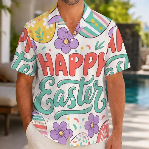 Colorful Easter Eggs And Tropical Flowers For Spring Vacation Parties And Luau Fans Hawaiian Shirt