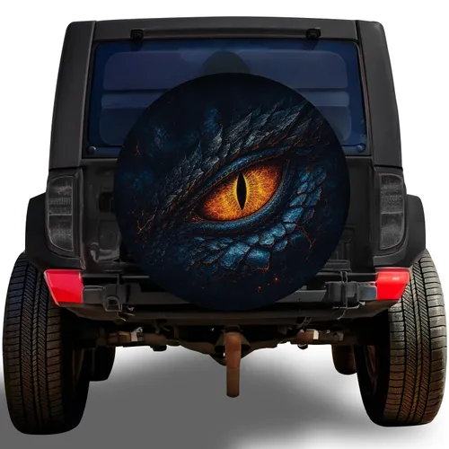 Molten Dragon Eye Fantasy Art For Off Road Jeep SUV Adventure Travel Enthusiasts Spare Tire Cover