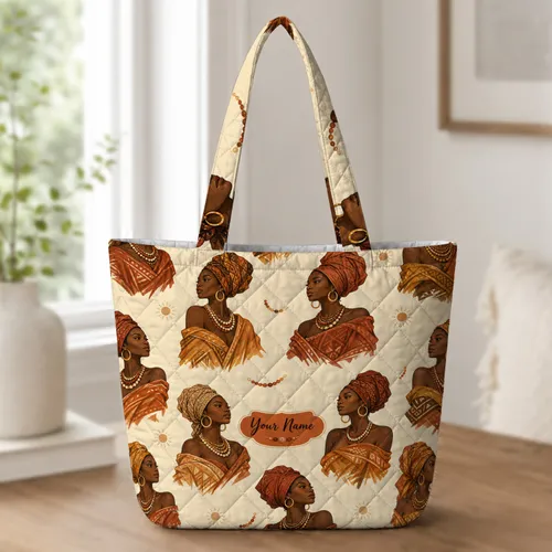 African Women Headwrap Portraits For Market Days, Daily Errands And Gift Giving For Women Quilted Tote Bag