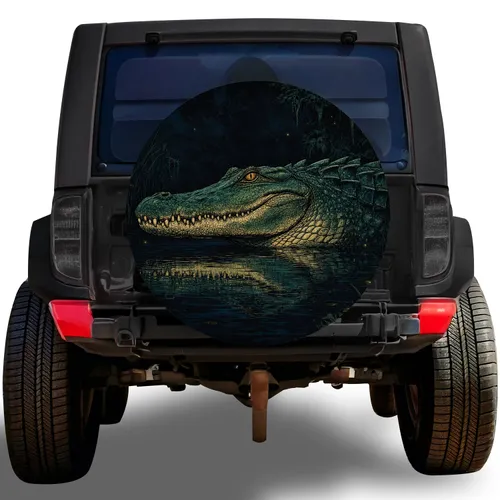 Giant Crocodile Swamp Scene For Jeep Camping, RV Travel And Outdoor Adventure Fans Spare Tire Cover