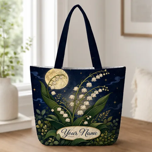 Lily Of The Valley Moonlit Garden For Springtime Weekend Travel And Botanical Gift Lovers Quilted Tote Bag