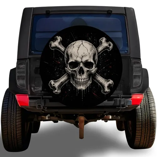 Skull And Crossbones Emblem For Gothic Off Road Adventure And Pirate Style Drivers Spare Tire Cover
