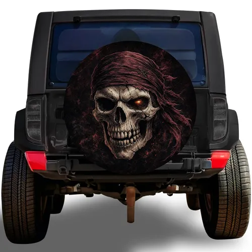 One-Eyed Pirate Skull For Off-Road Adventure Lovers And Rugged Outdoor 4x4 Enthusiasts Spare Tire Cover