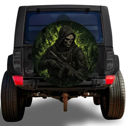 Skull Mask Tactical Ranger for Off Road Adventure Vehicles and Outdoor Enthusiasts Spare Tire Cover