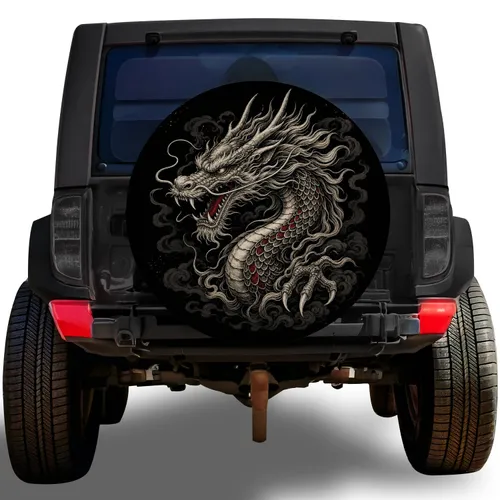 Fierce Eastern Dragon Gothic Off Road Style For SUV Truck Adventure Enthusiasts Spare Tire Cover